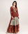 Asymmetrical Brown Embroidered Kurta with Gold Printed Skirt