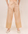 Beige Embroidered Solid Palazzo Pants