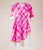 Cotton Tie Dye Asymmetrical Kurta Dress In Pink And White