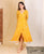 Yellow Hand Block Printed Angrakha Dress