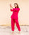 Ruby Pink Linen Power Suit