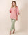 Pink Cotton Kaftan Top With Sage Green Trouser