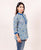 Blue and White Block Printed Top with Mandarin Collar