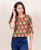 Olive Green and Red Hand Block Printed Crop Top