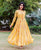 Yellow and Golden Rayon Long Anarkali Dress