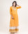 Yellow Hand Block Printed Floor Length Festive Chanderi Indo Wetern Dress